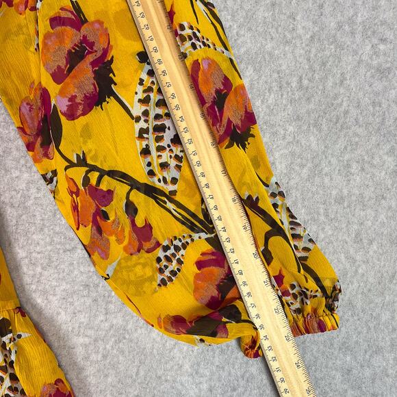 A.L.C. Yellow Floral Jen Silk Long Sleeve Mini Dress Size 0 - Picture 5 of 9